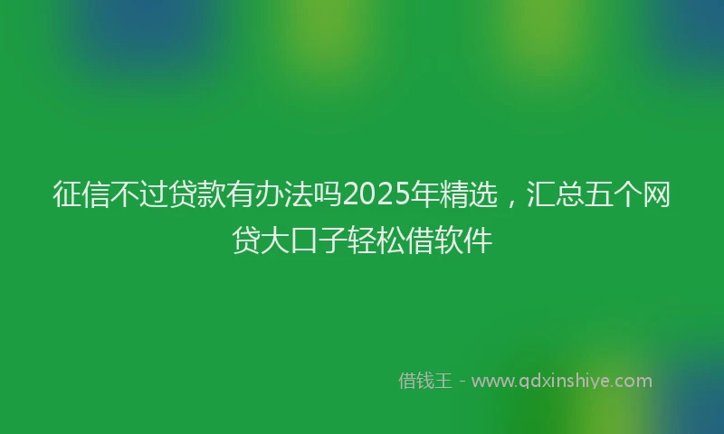 征信不过贷款有办法吗2025年精选，汇总五个网贷大口子轻松借软件