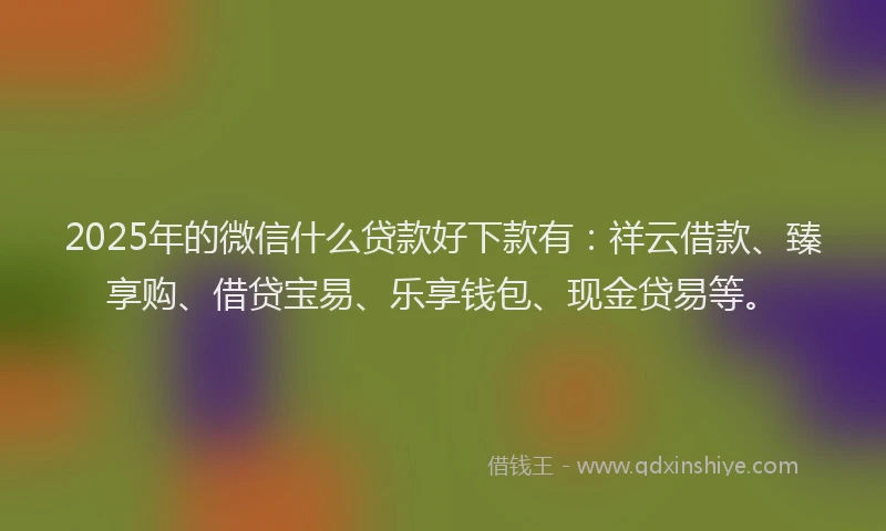 2025年的微信什么贷款好下款有：祥云借款、臻享购、借贷宝易、乐享钱包、现金贷易等。