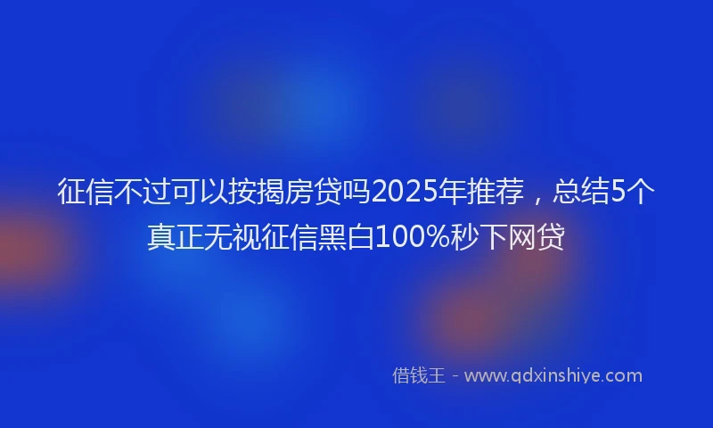 征信不过可以按揭房贷吗2025年推荐，总结5个真正无视征信黑白100%秒下网贷