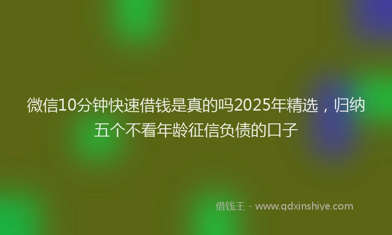 微信10分钟快速借钱是真的吗2025年精选，归纳五个不看年龄征信负债的口子