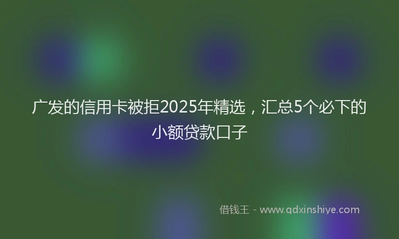 广发的信用卡被拒2025年精选，汇总5个必下的小额贷款口子