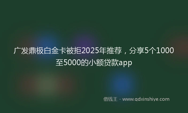 广发鼎极白金卡被拒2025年推荐，分享5个1000至5000的小额贷款app
