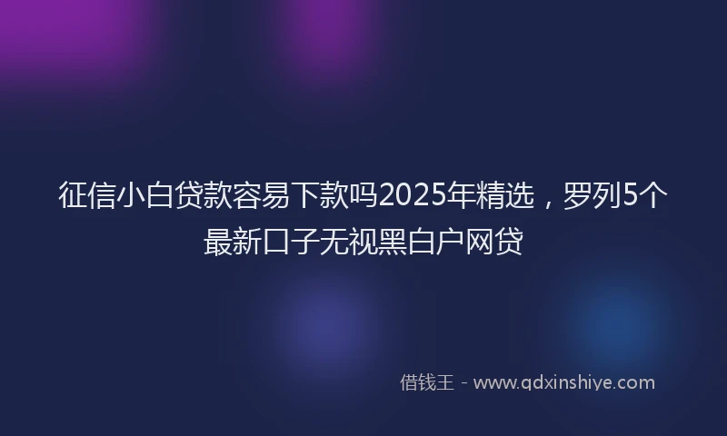 征信小白贷款容易下款吗2025年精选，罗列5个最新口子无视黑白户网贷