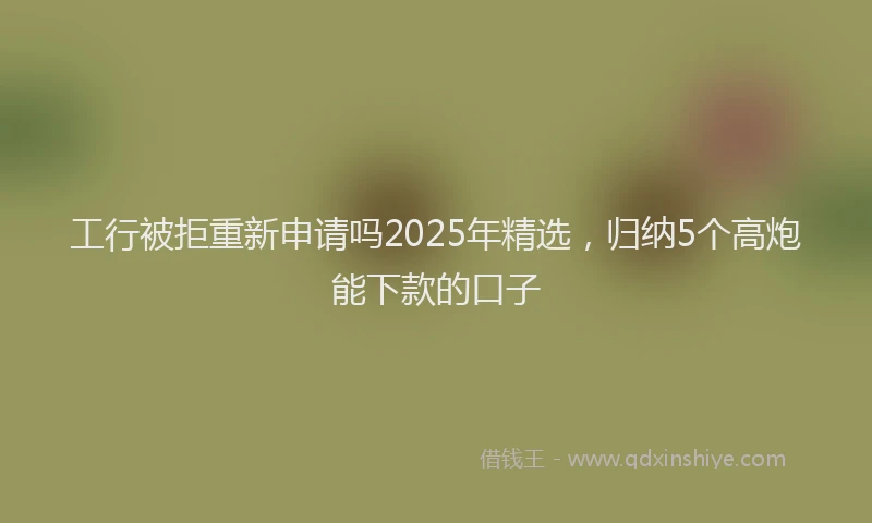 工行被拒重新申请吗2025年精选，归纳5个高炮能下款的口子