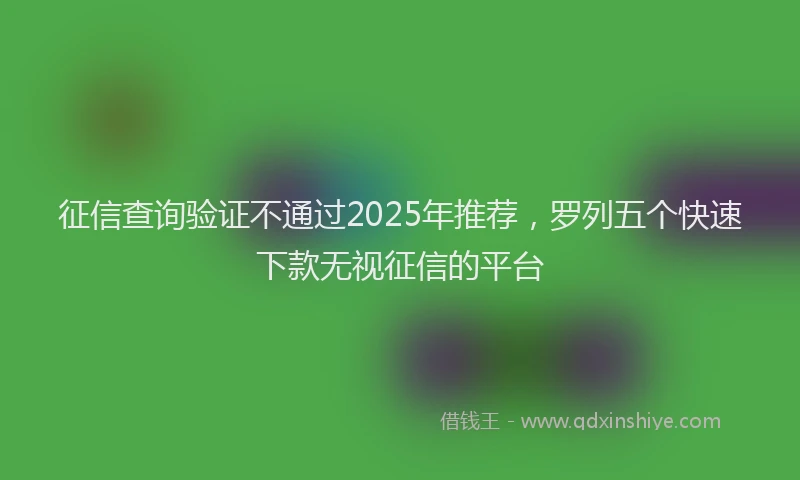 征信查询验证不通过2025年推荐，罗列五个快速下款无视征信的平台