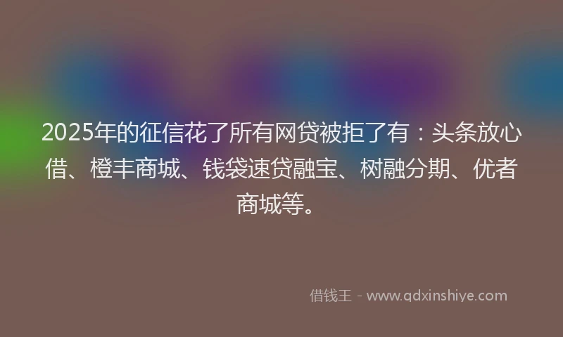 2025年的征信花了所有网贷被拒了有：头条放心借、橙丰商城、钱袋速贷融宝、树融分期、优者商城等。