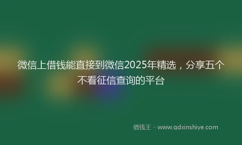 微信上借钱能直接到微信2025年精选，分享五个不看征信查询的平台