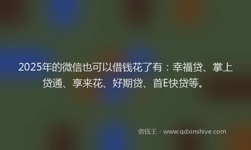 2025年的微信也可以借钱花了有：幸福贷、掌上贷通、享来花、好期贷、首E快贷等。