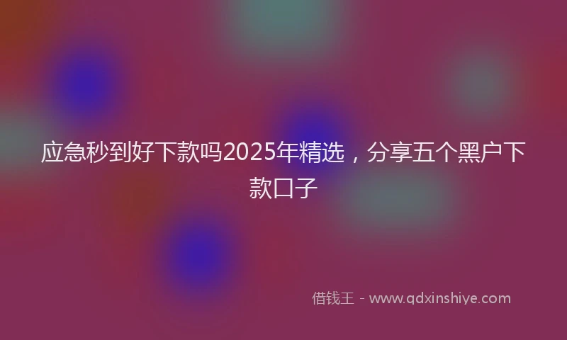 应急秒到好下款吗2025年精选，分享五个黑户下款口子