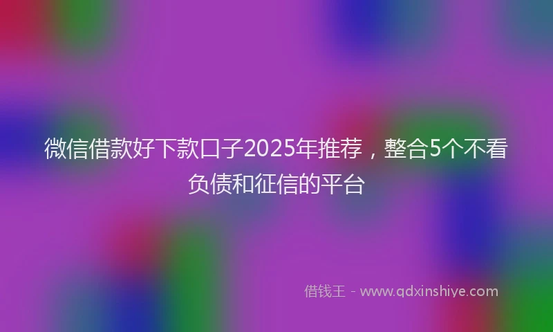 微信借款好下款口子2025年推荐，整合5个不看负债和征信的平台