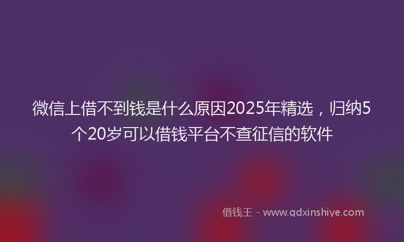 微信上借不到钱是什么原因2025年精选，归纳5个20岁可以借钱平台不查征信的软件
