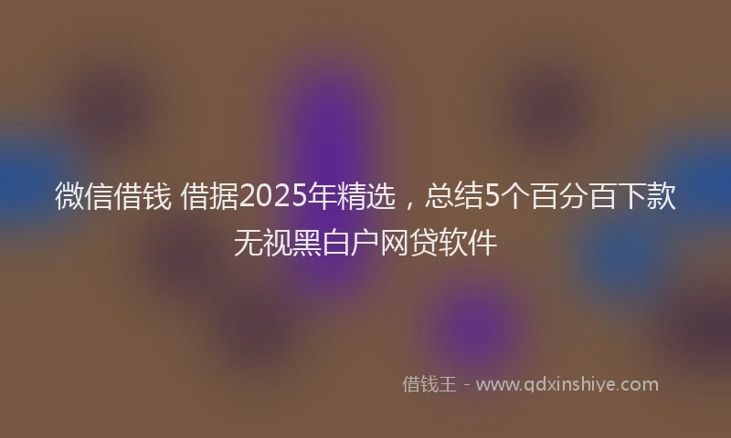 微信借钱 借据2025年精选，总结5个百分百下款无视黑白户网贷软件