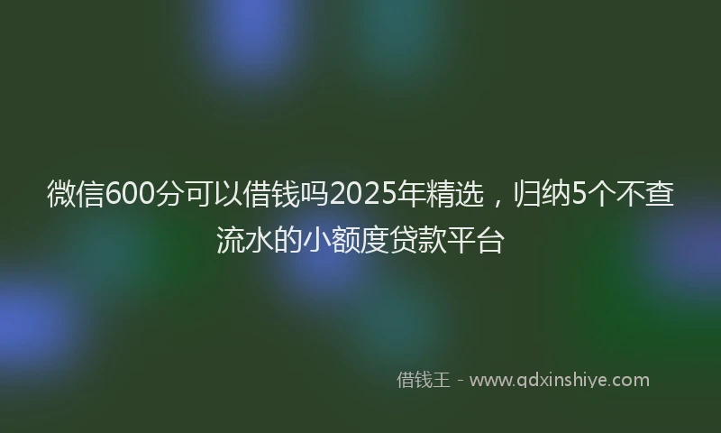 微信600分可以借钱吗2025年精选，归纳5个不查流水的小额度贷款平台