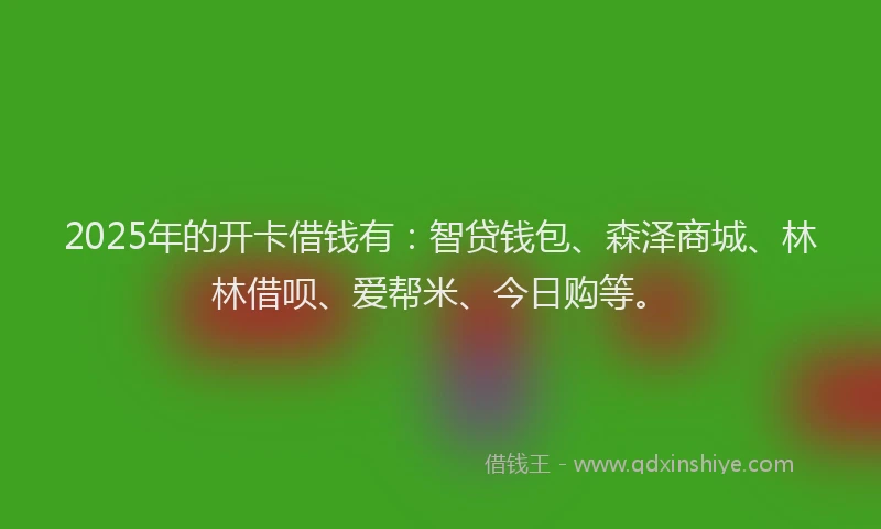 2025年的开卡借钱有：智贷钱包、森泽商城、林林借呗、爱帮米、今日购等。