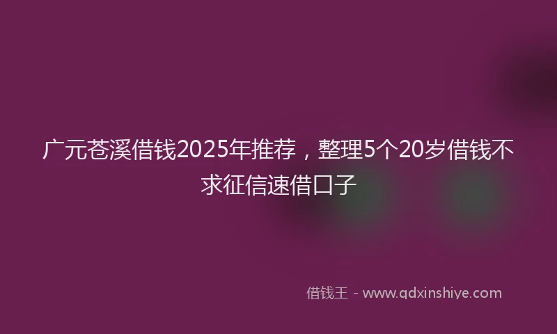 广元苍溪借钱2025年推荐，整理5个20岁借钱不求征信速借口子