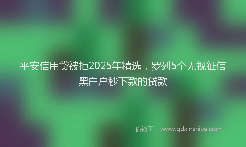 平安信用贷被拒2025年精选，罗列5个无视征信黑白户秒下款的贷款