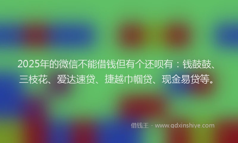 2025年的微信不能借钱但有个还呗有：钱鼓鼓、三枝花、爱达速贷、捷越巾帼贷、现金易贷等。