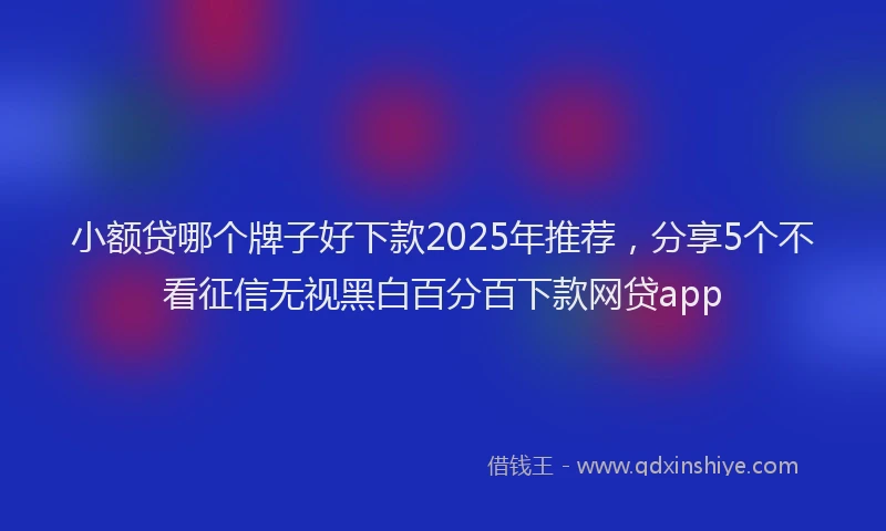小额贷哪个牌子好下款2025年推荐，分享5个不看征信无视黑白百分百下款网贷app