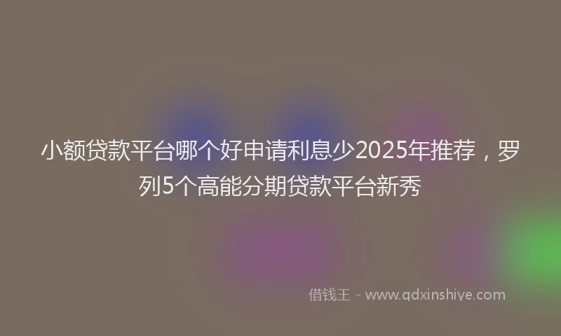 小额贷款平台哪个好申请利息少2025年推荐，罗列5个高能分期贷款平台新秀