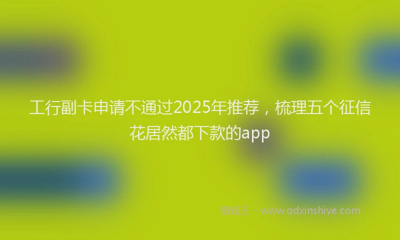 工行副卡申请不通过2025年推荐，梳理五个征信花居然都下款的app