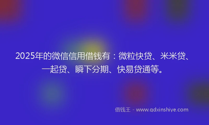 2025年的微信信用借钱有：微粒快贷、米米贷、一起贷、瞬下分期、快易贷通等。