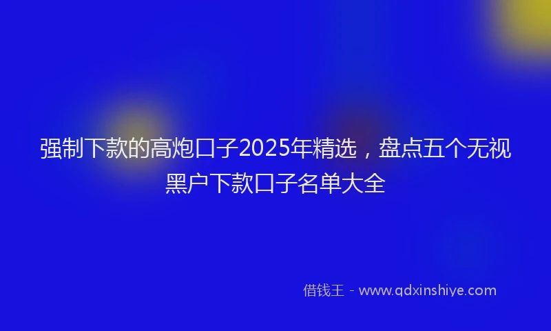 强制下款的高炮口子2025年精选，盘点五个无视黑户下款口子名单大全