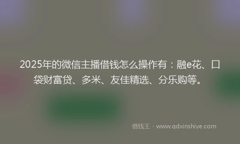 2025年的微信主播借钱怎么操作有：融e花、口袋财富贷、多米、友佳精选、分乐购等。