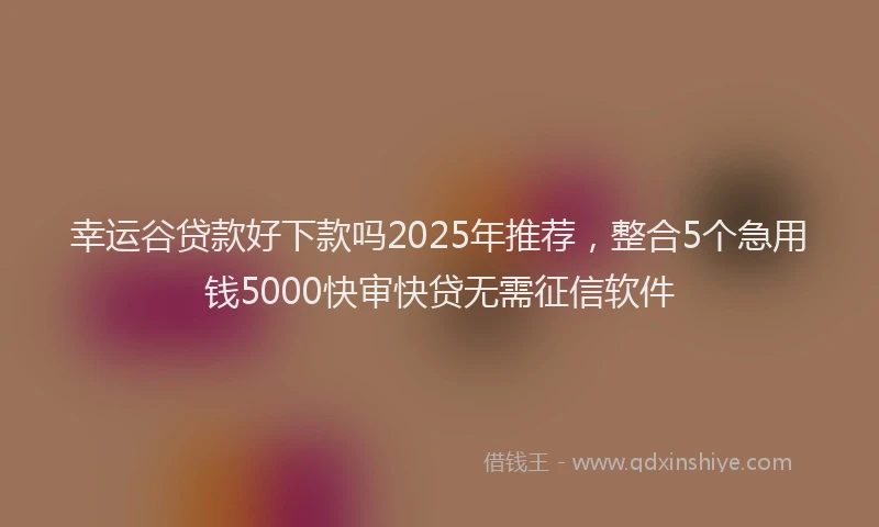 幸运谷贷款好下款吗2025年推荐，整合5个急用钱5000快审快贷无需征信软件