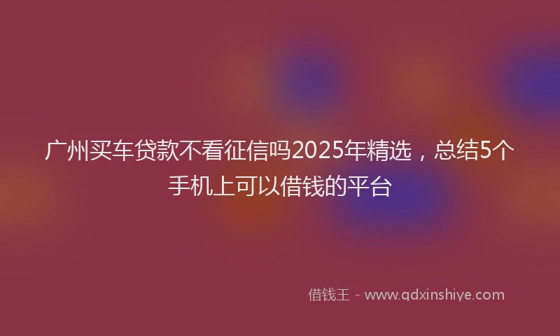广州买车贷款不看征信吗2025年精选，总结5个手机上可以借钱的平台
