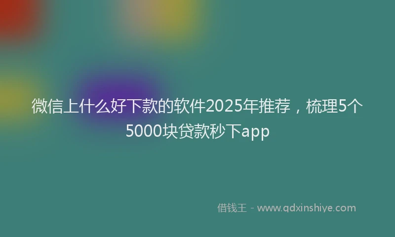 微信上什么好下款的软件2025年推荐，梳理5个5000块贷款秒下app