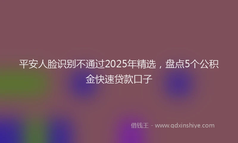 平安人脸识别不通过2025年精选，盘点5个公积金快速贷款口子