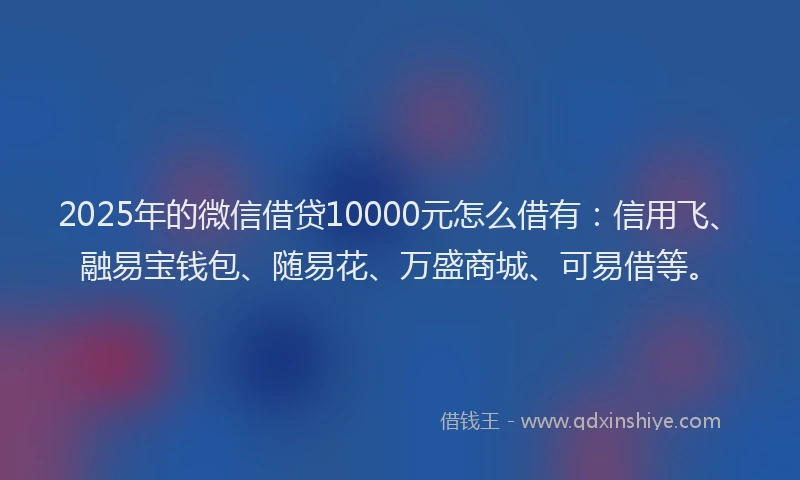 2025年的微信借贷10000元怎么借有：信用飞、融易宝钱包、随易花、万盛商城、可易借等。