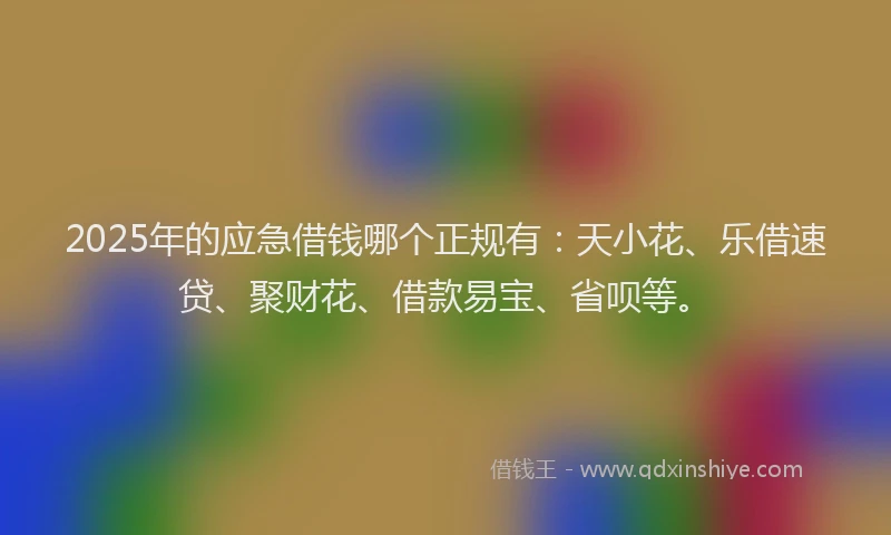 2025年的应急借钱哪个正规有：天小花、乐借速贷、聚财花、借款易宝、省呗等。