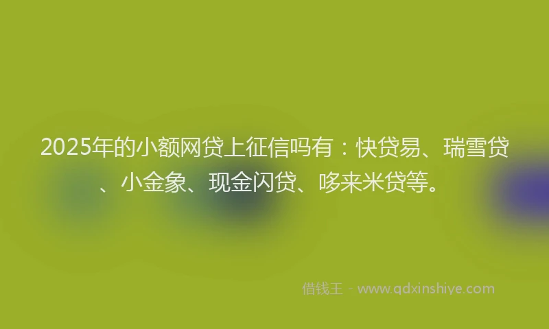 2025年的小额网贷上征信吗有：快贷易、瑞雪贷、小金象、现金闪贷、哆来米贷等。