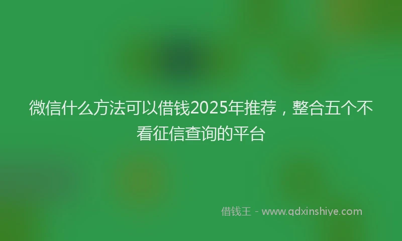 微信什么方法可以借钱2025年推荐，整合五个不看征信查询的平台