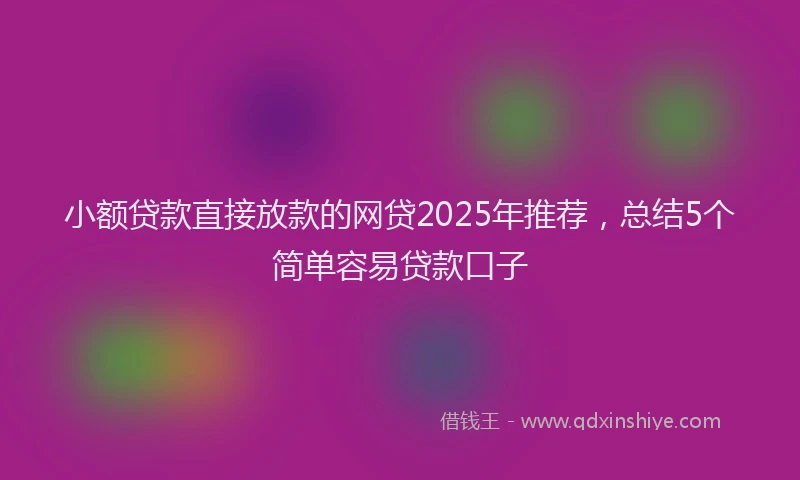 小额贷款直接放款的网贷2025年推荐，总结5个简单容易贷款口子