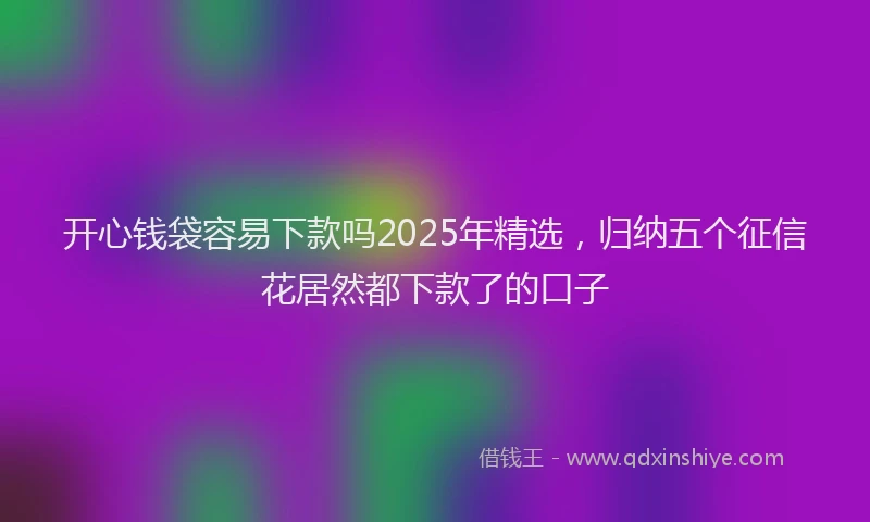 开心钱袋容易下款吗2025年精选，归纳五个征信花居然都下款了的口子