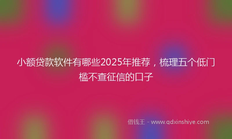 小额贷款软件有哪些2025年推荐，梳理五个低门槛不查征信的口子