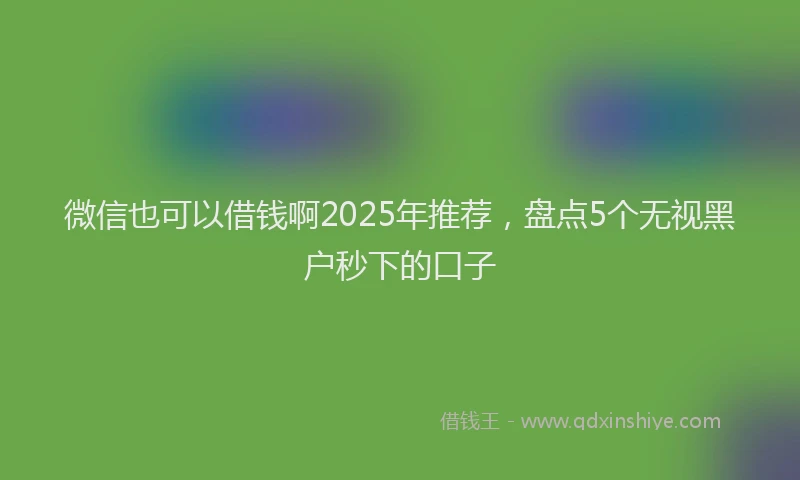 微信也可以借钱啊2025年推荐，盘点5个无视黑户秒下的口子