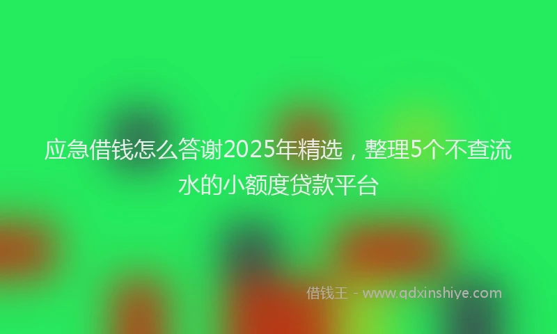 应急借钱怎么答谢2025年精选，整理5个不查流水的小额度贷款平台