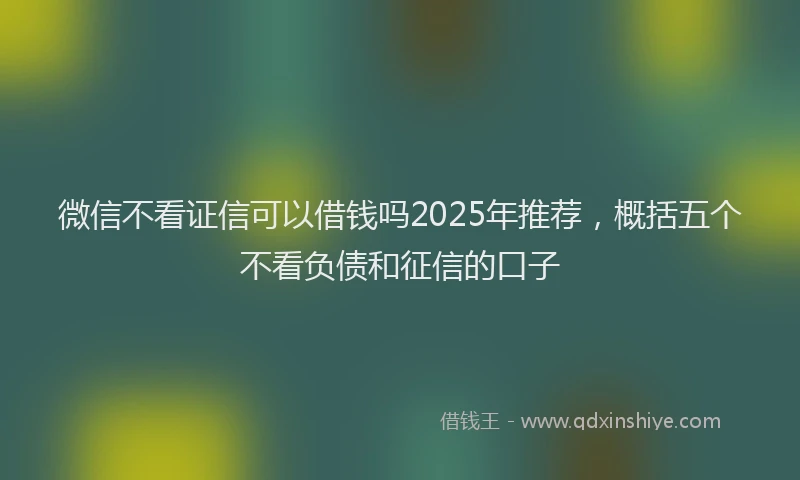 微信不看证信可以借钱吗2025年推荐，概括五个不看负债和征信的口子