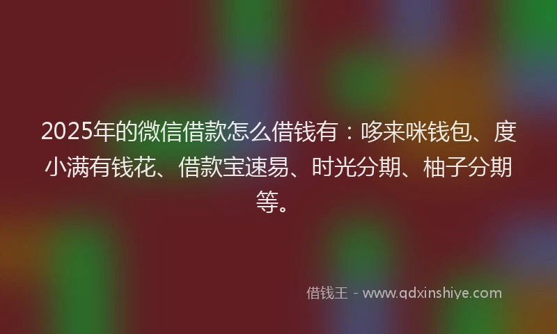 2025年的微信借款怎么借钱有：哆来咪钱包、度小满有钱花、借款宝速易、时光分期、柚子分期等。