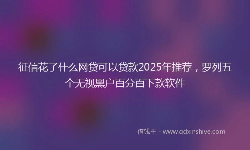 征信花了什么网贷可以贷款2025年推荐，罗列五个无视黑户百分百下款软件