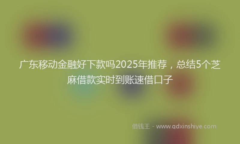 广东移动金融好下款吗2025年推荐，总结5个芝麻借款实时到账速借口子