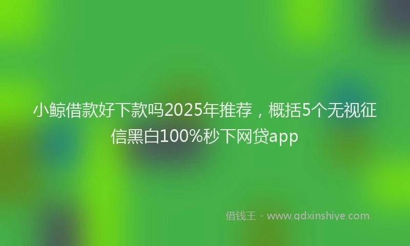 小鲸借款好下款吗2025年推荐，概括5个无视征信黑白100%秒下网贷app