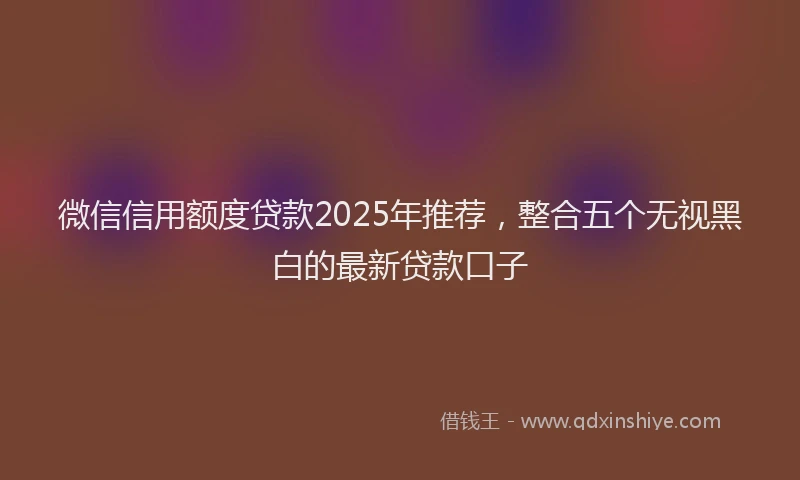 微信信用额度贷款2025年推荐，整合五个无视黑白的最新贷款口子