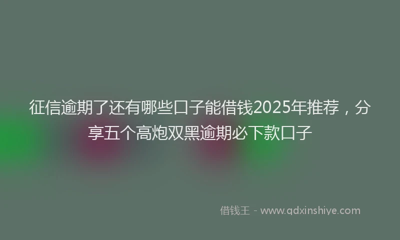 征信逾期了还有哪些口子能借钱2025年推荐，分享五个高炮双黑逾期必下款口子