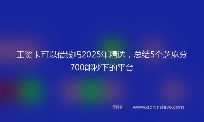 工资卡可以借钱吗2025年精选，总结5个芝麻分700能秒下的平台