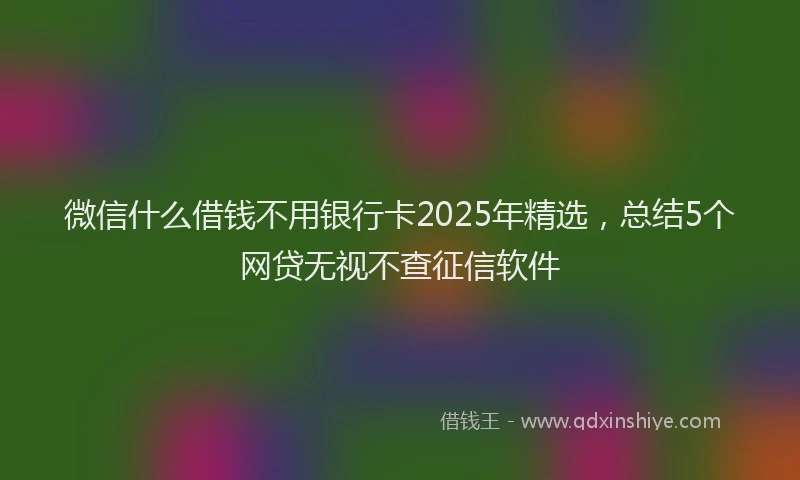微信什么借钱不用银行卡2025年精选，总结5个网贷无视不查征信软件