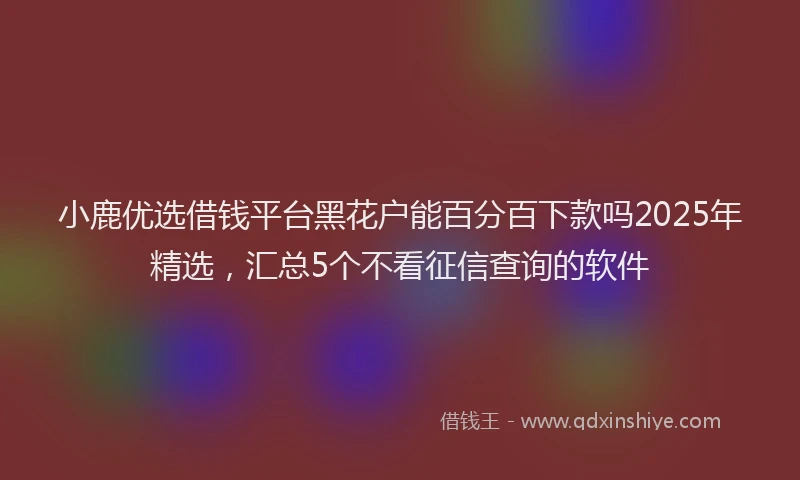 小鹿优选借钱平台黑花户能百分百下款吗2025年精选，汇总5个不看征信查询的软件